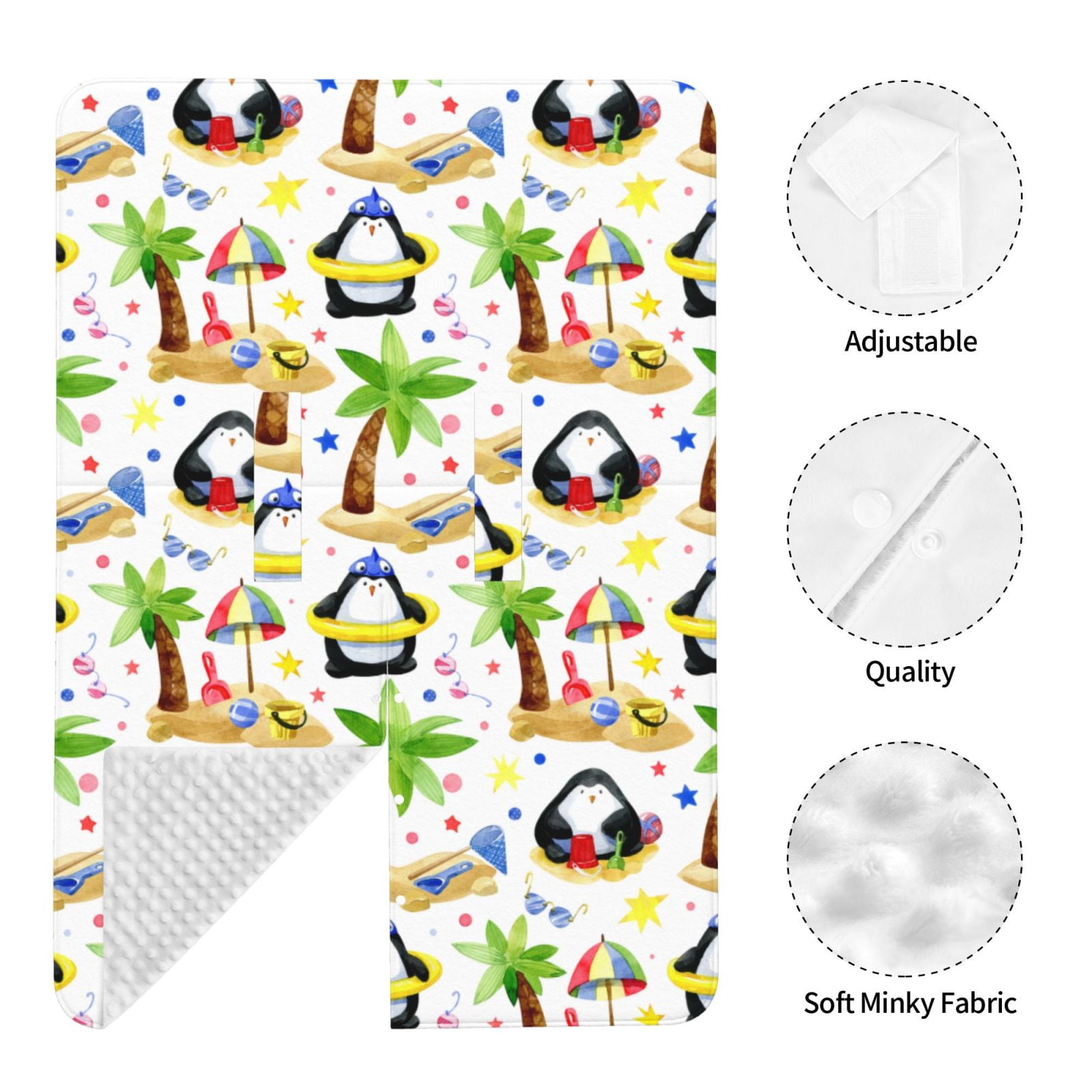 Naloa Penguins On The Beach Baby Car Seat Cover, Breathable Baby Carrier Cover, Multiuse Baby Carrier Cover & Nursing Breastfeeding Cover