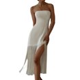 thumbnail image 2 of Txlixc Vestido de mujer bandeau sin mangas, dobladillo de borla Txlixc moda, 2 of 5