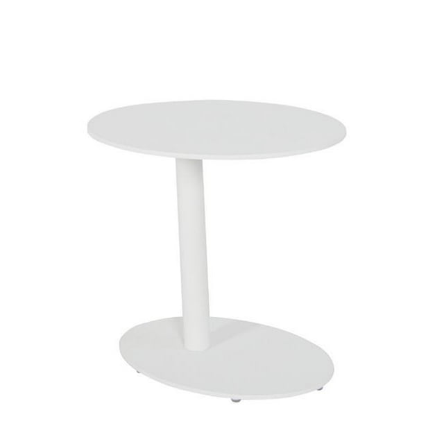 Benzara BM172103 Table d'Appoint Extérieure en Métal 18 x 15 x 20 Po. avec Dessus Ovale et Base - Blanc
