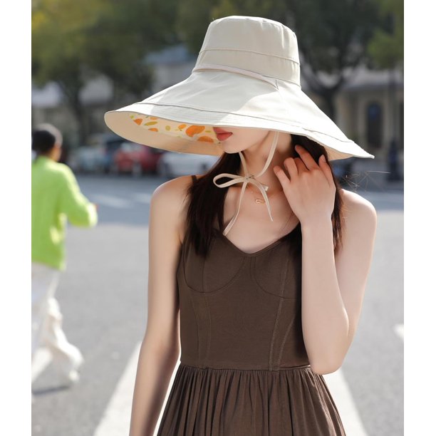 Women Wide Brim Summer Sun Hat Wired Edge Beach Bucket Fishing Hats Navy SwimZip Women main image 4