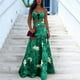 thumbnail image 1 of Falda corta Conjunto de dos piezas para mujer Botones con tirantes finos florales Crop Tops Cintura alta elástica Maxi Falda larga Fiesta Bola Sexy Cami Conjuntos de falda superior 1 1, 1 of 4