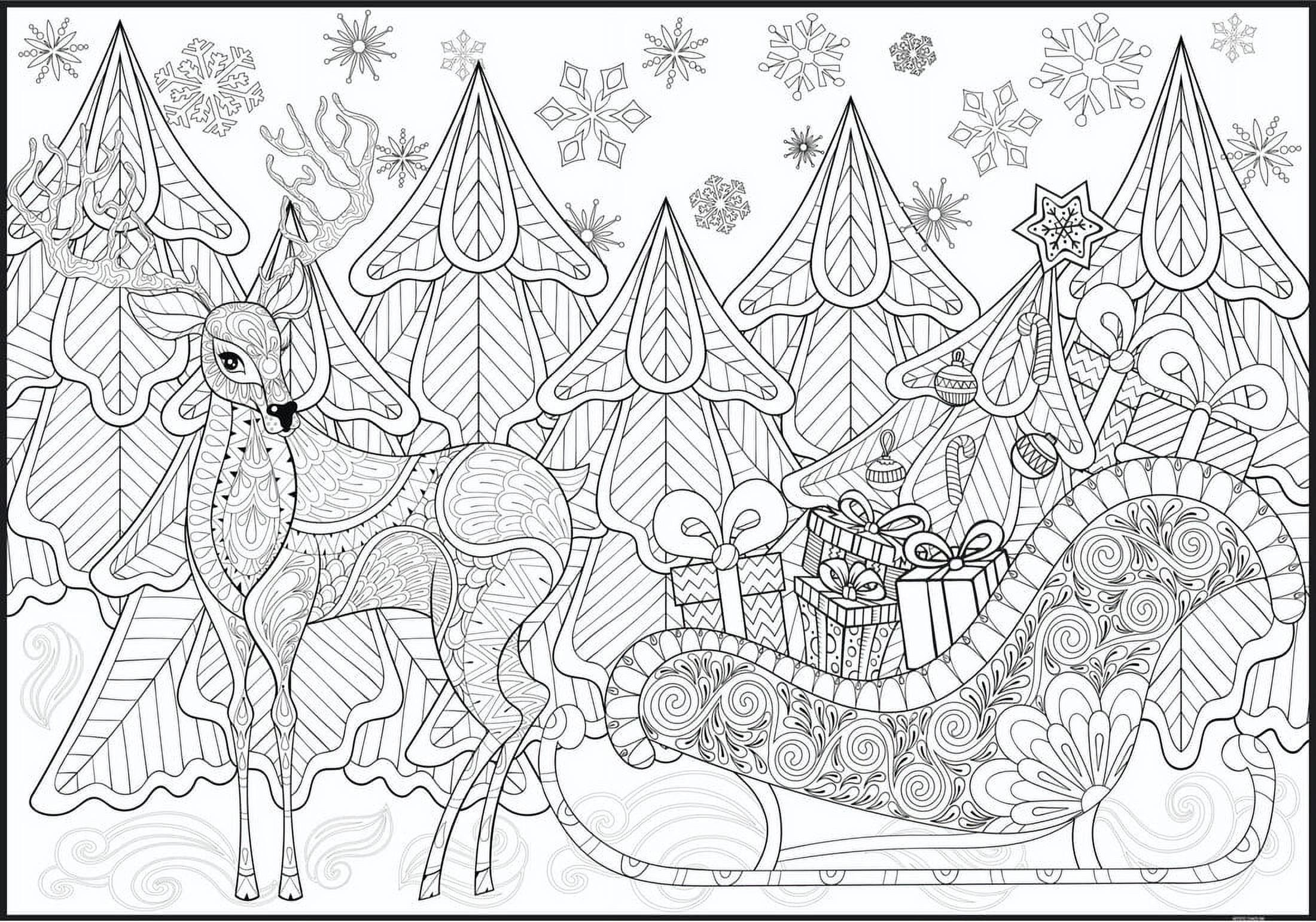 Giant Coloring Poster - Premium Jumbo Coloring Sheets for Kids & Adults with Thick Bleed-Resistant Pages, Use on Floor, Wall, or Table, Use With Alcohol Based Markers (30" x 21", Sleigh)