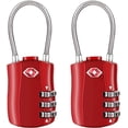 thumbnail image 1 of Paquete de 2 candados para equipaje (rojo), candado de seguridad de 3 posiciones, candado de combinación, candado de combinación para estuche de viaje JM, 1 of 5