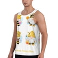thumbnail image 2 of Gukieu Gnomes Honey Bee Print Men's Quick Dry Fitness Vest, Round Neck Sleeveless Fitness Bodybuilding Top-4X-Large, 2 of 7