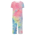 thumbnail image 5 of Tnhcen 2 Piece Summer Capri Women's Pajama Set Ladies Short Sleeve Shirt Capri Pants Pjs Sets Home Clothes S-3XL, 5 of 6