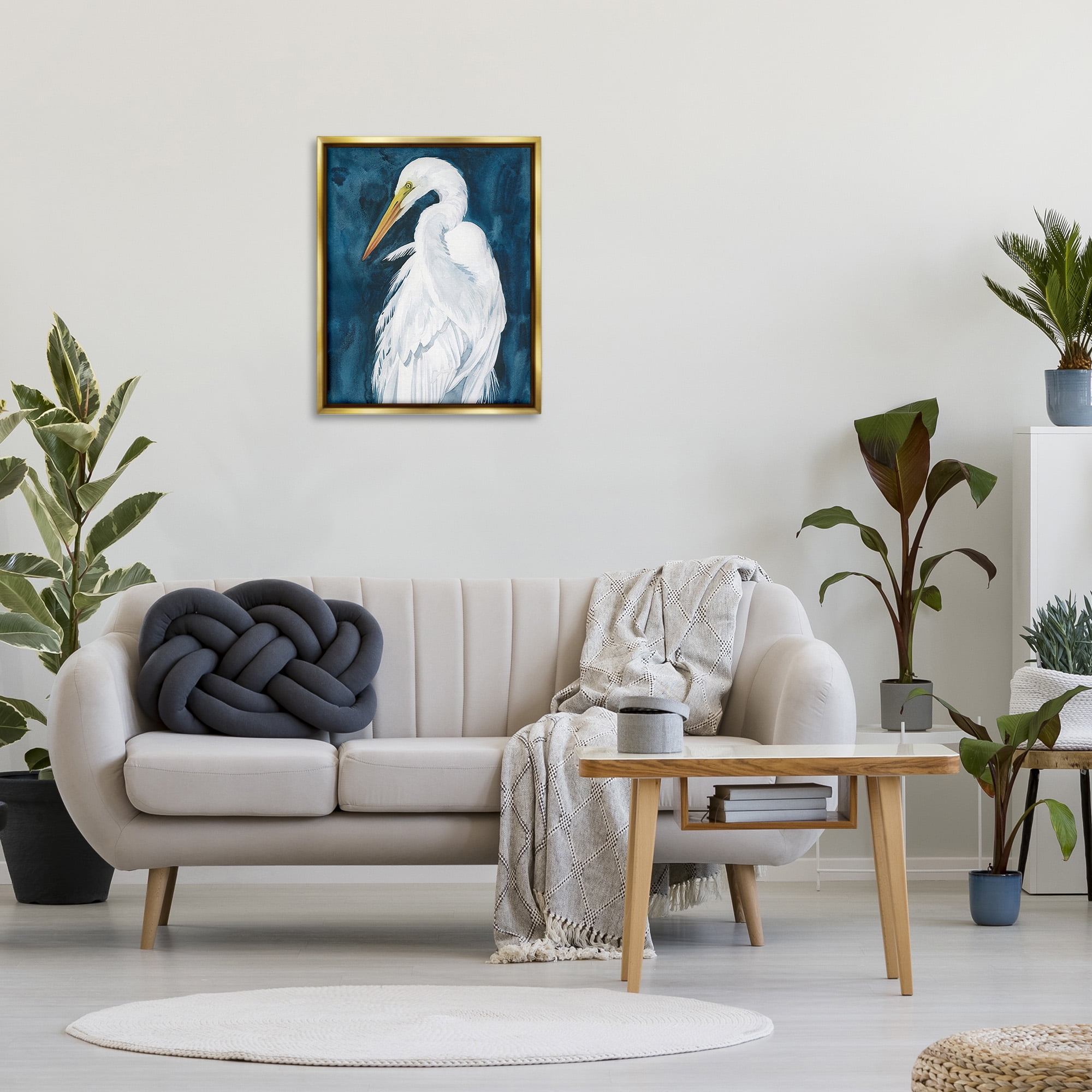 Stupell Industries Nautical Bird Portrait Animals & Insects Painting Gold Floater Framed Canvas Art Print Wall Art, 25 x 31