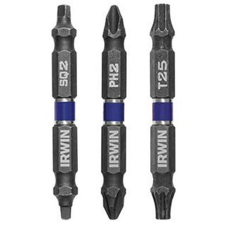 Irwin-1892092 Impact Double End Bit Set 3 Pc. #2 Square, #2 Phillips,