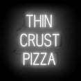 thumbnail image 1 of SpellBrite THIN CRUST PIZZA LED Sign for Business. 20.6" x 23.8" White THIN CRUST PIZZA Sign Has Neon Sign Look With Energy Efficient LED Light Source. Visible from 500+ Feet, 8 Animation Settings., 1 of 4