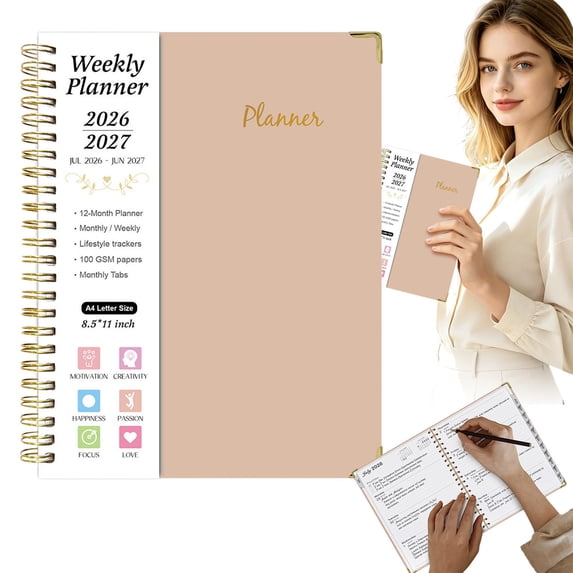 XIANXIAN Academic Planner 2026-2027, 18 Months Weekly and Monthly Hardcover Planner, July 2026 - December 2027, 8.5" x 11" A4 Large Daily Calendar Planner Book with Tabs, Wirebound