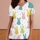 thumbnail image 4 of Blusa médica para mujer, con estampados navideños, cuello en V, manga corta, con bolsillos, 4 of 6