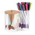 thumbnail image 3 of Tarro de bolas de algodón organizador de baño acrílico con tapa | Dispensador transparente de hisopos para hisopos de algodón, redondos, hilo dental | Bote de almacenamiento de encimera para, 3 of 7