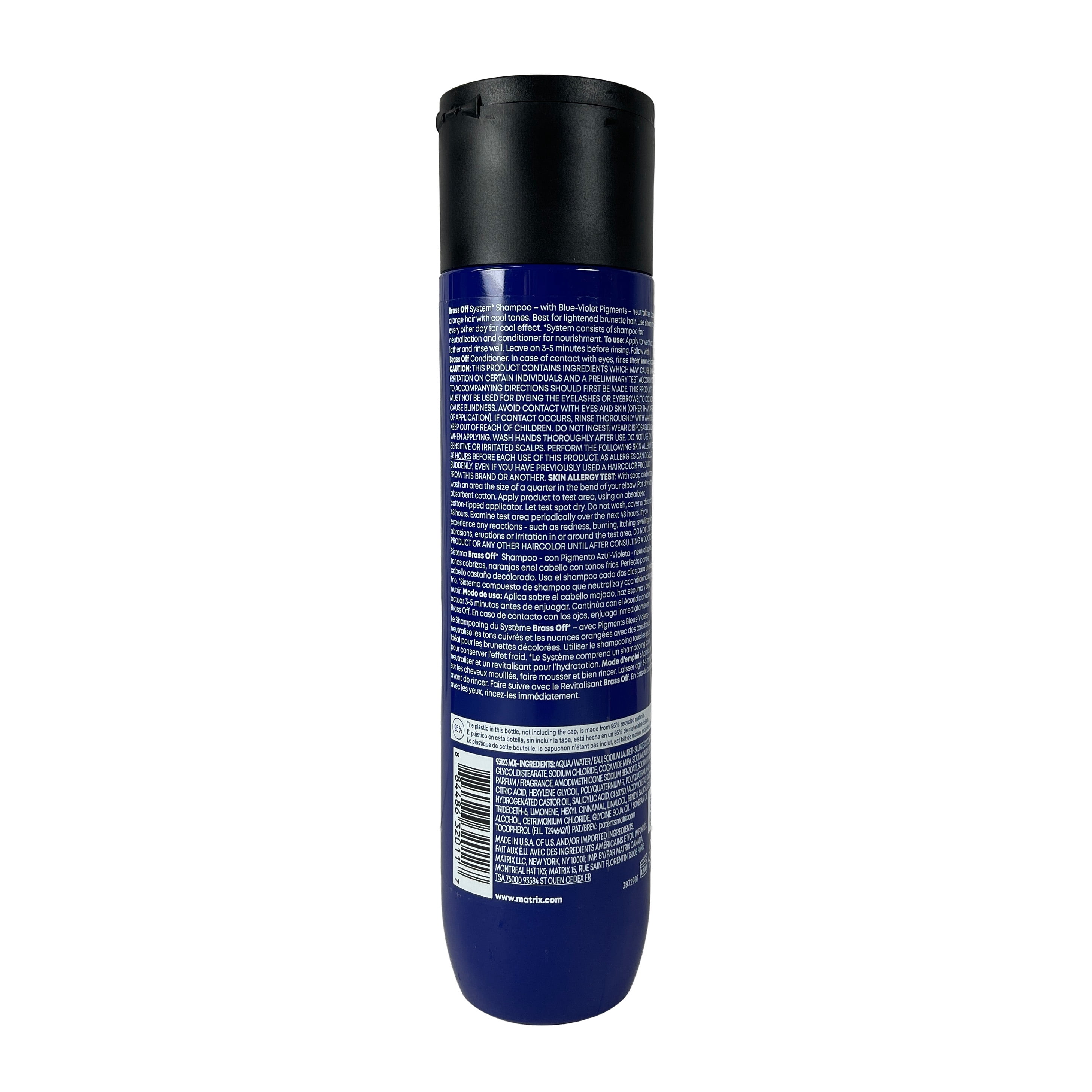 Matrix Brass Off Blue Toning Shampoo 10.1 oz / 300ml – Anti-Brass Color Refresh for Brunettes & Highlights