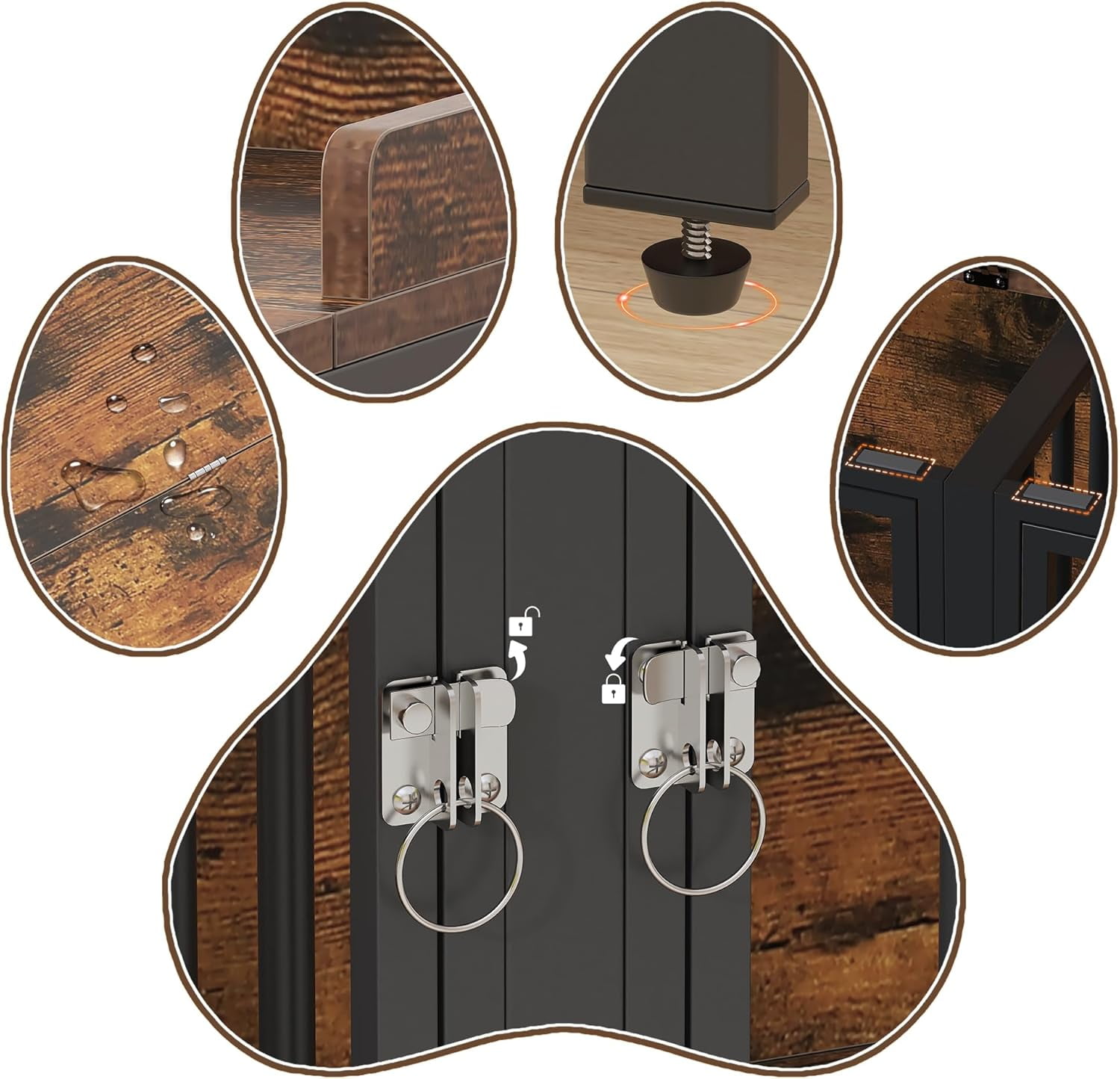 Frmobepts 78 Inch Double Dog Crate Furniture, Heavy Duty Extra Large Cage Furniture with Divider for 2 Dogs, Decorative Wooden Kennel Furniture Indoor, Metal Pet House for Large and Medium Dogs