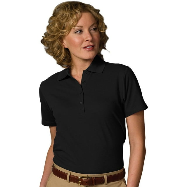 Edwards Garment Polo Piqué Mélangé Doux au Toucher pour Femme, Noir, Petit