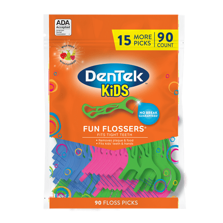 Dentek Kids Fun Flossers, Fruit Flavored, 90 Count