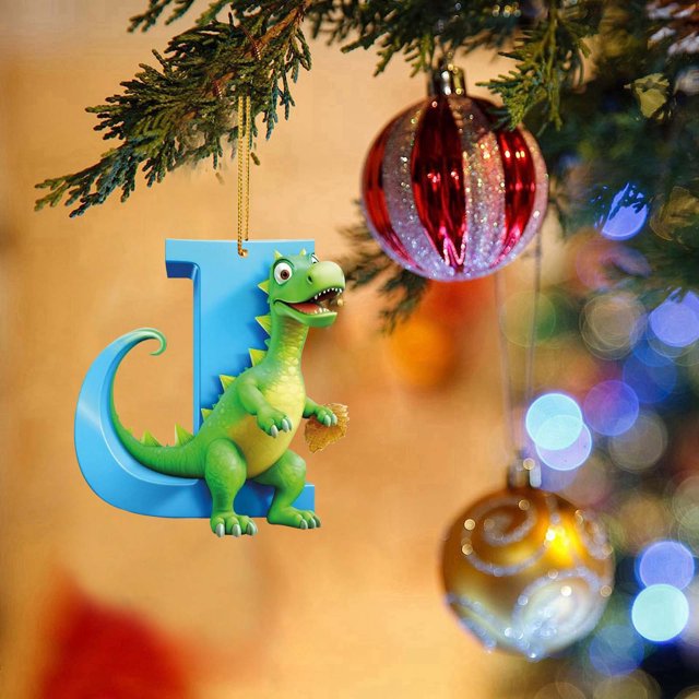 Christmas Dinosaur Acrylic Alphabet Ornaments Decorative Hanging Letters For Festive Tree Craft And