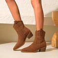 thumbnail image 2 of Leozcaa Women's Western Cowboy Cowgirl Embroidered Ankle Boots Fashion Round Toe Fall Short Booties Shoes, 2 of 8