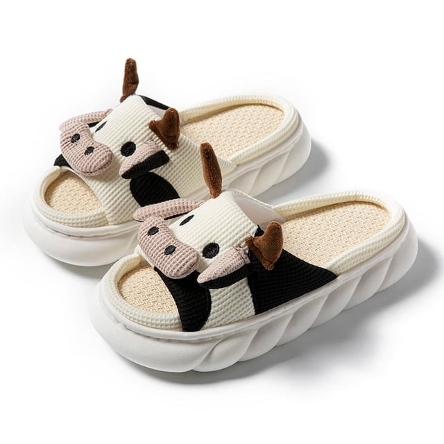 Zapatillas de verano de algodón y lino con puntera abierta y gruesas para las cuatro estaciones, de PVC, para mujer, bonitas, para interiores y exteriores