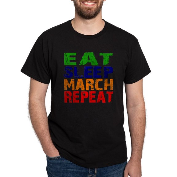CafePress - Eat Sleep March Repeat Dark T Shirt - Men's Classic Graphic Cotton T-Shirt