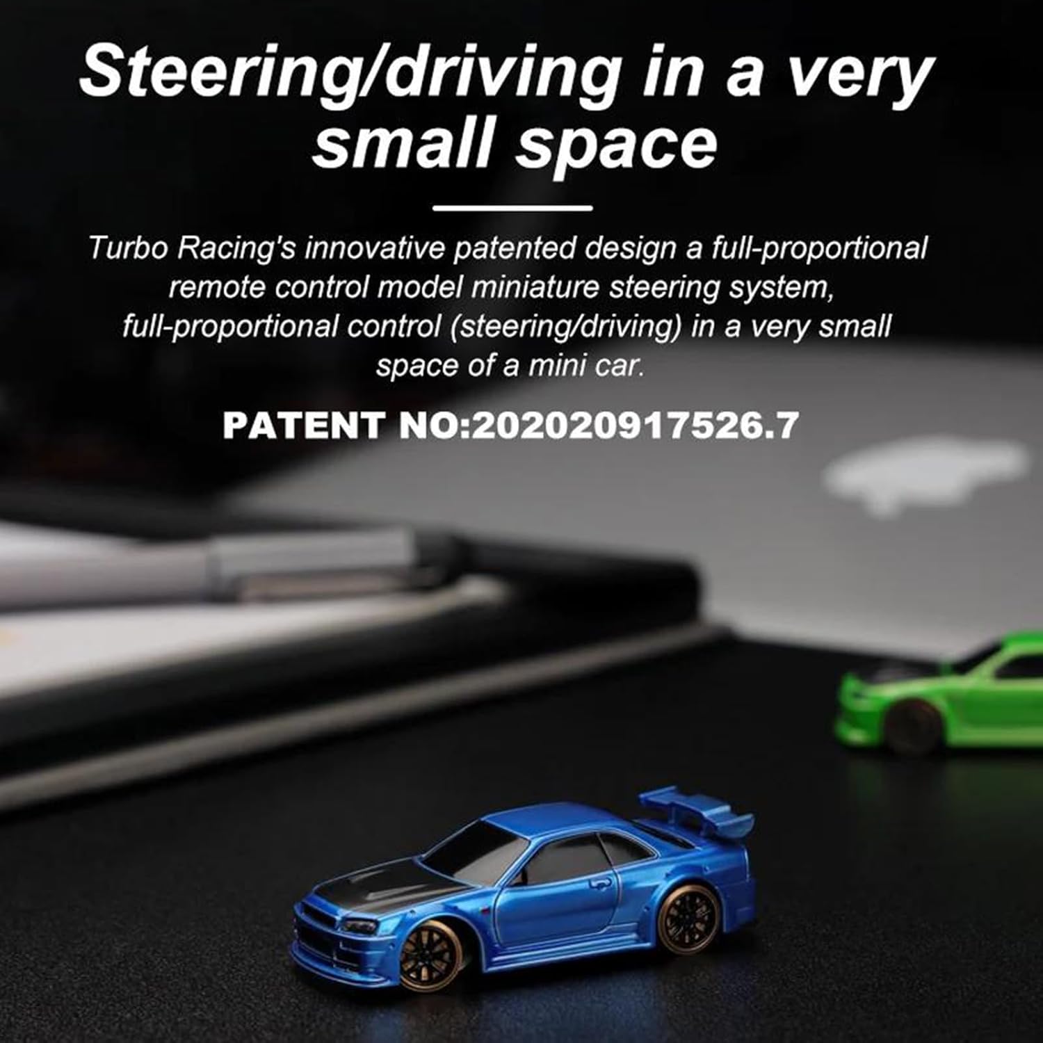 Turbo Racing 1:76 Scale Drift RC Car, Table Racing 2.4GHZ Remote Control Mini Model Car with Gyro Full Proportional RTR for Adults Toys C64-Blue