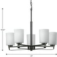 thumbnail image 2 of League Collection Five-Light Matte Black and Etched Glass Modern Farmhouse Chandelier Light, 2 of 2