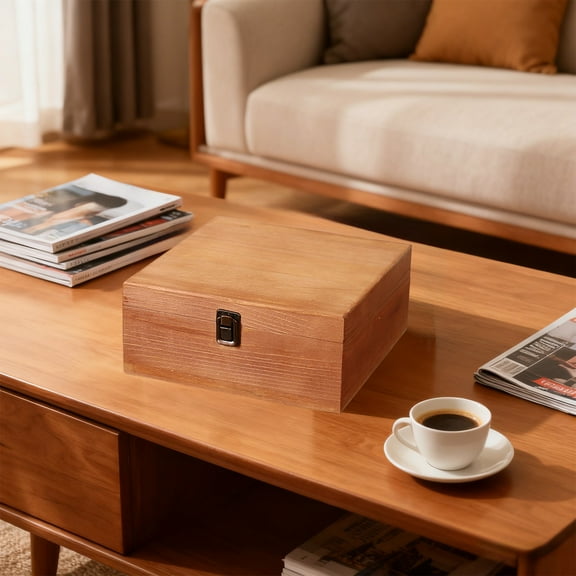 Solid Wood Storage Box with Flip Lid – Thickened Wooden Organizer for Home & Office (Durable, Multipurpose Decorative Storage Case)