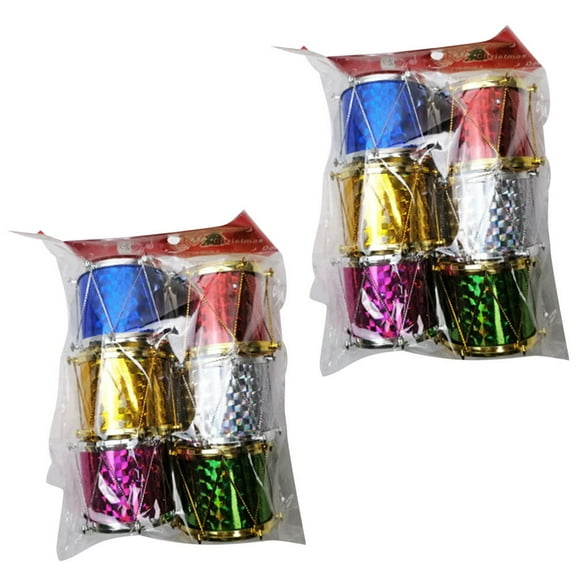 Homoyoyo 12PCS Mini Drum Ornaments Assorted Color Paper Hanging Decorations for Christmas Tree and Holiday Party