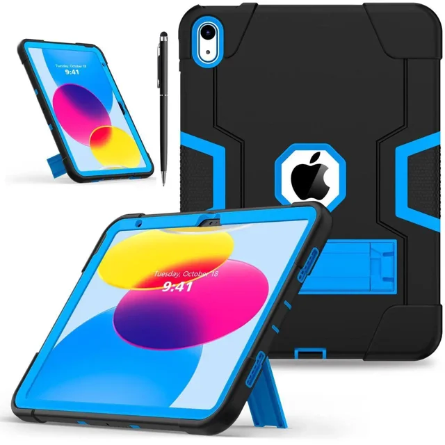 Étui pour iPad 11 Pouces (A16) 2025 / 10e Génération 10,9 Pouces 2022, Étui iPad 11e / 10e avec Porte-Crayon, Étui de Protection Robuste et Résistant avec Béquille Stylet