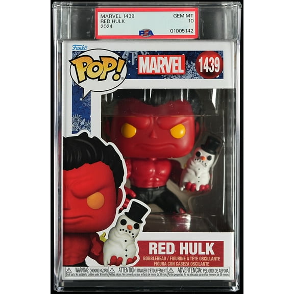 Marvel, PSA Graded 10 GEM MINT, Red Hulk Collectible Vinyl Figure #1439, Fully Encapsulated Bundle with Compatible Funko Pop! PSA Hard Protector Case