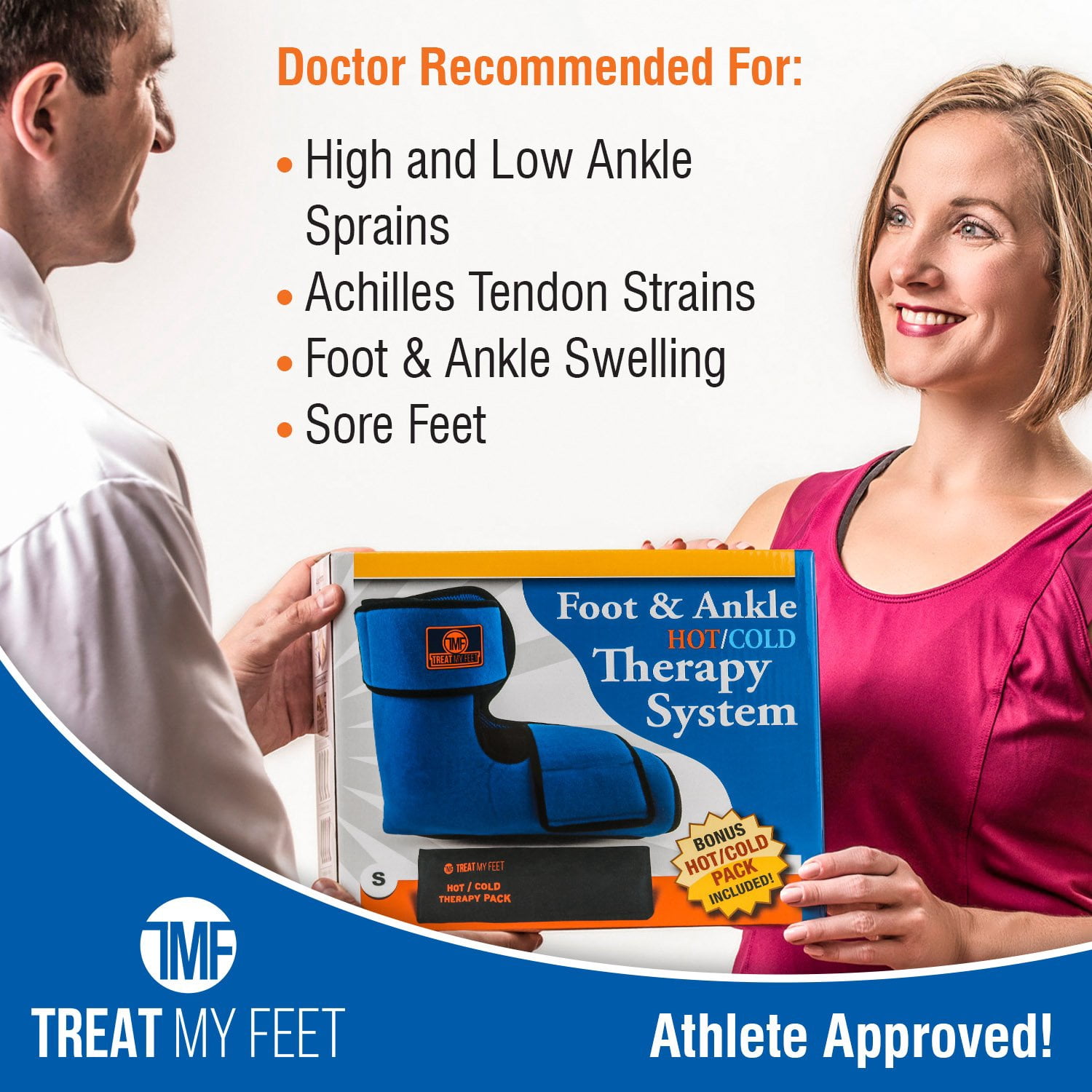 Foot & Ankle Pain Relief Hot/Cold Boot Foot Wrap - Effectively Relieve Foot and Ankle Aches & Pains Using Compression Gel Wrap - Heated or Cooled, Extra Ice Pack, For Men and Women - FDA Registered