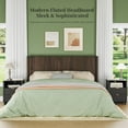 thumbnail image 4 of King Size Headboard Only, Modern Fluted Wall-Mounted Head Board with Lighting, Boho Wood Bed headboard Stylish Bedroom Decor, Espresso, 4 of 9