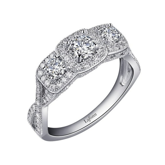 Lafonn Classic Sterling Silver Platinum Plated Lassire Simulated Diamond Ring (1.42 CTTW)
