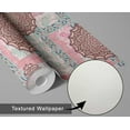 thumbnail image 6 of S4Sassy Mandala Tile Grid Wallpaper- Pink Bohemian Wall Covering, 25" x 60" Self-Adhesive Textured Vinyl Walls Paper, Decorative Wall Wrap, Easy DIY Walls Covering For Bedroom, Living Spaces, 6 of 8