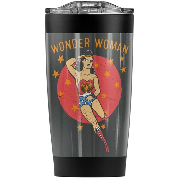 Wonder Woman Wonder Circle Stainless Steel Tumbler 20 oz Coffee Travel Mug/Cup, Vacuum Insulated & Double Wall with Leakproof Sliding Lid | Great for Hot Drinks and Cold Beverages