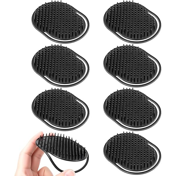 wonim44 8 Pcs Palm Combs for Men & Women, Portable Shampoo Brush Set – Scalp Massager, Hair Comb, Shower Comb, Travel-Friendly Pocket Brush (Black, Plastic, 3.82x3 Inch)