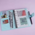 thumbnail image 3 of Antner A6 PU Leather Notebook Binder Refillable 6 Ring Binder for A6 Filler Paper, Loose Leaf Personal Planner Binder Cover with Magnetic Buckle, Mint Blue, 3 of 7