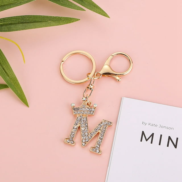 Stylish Metal Alphabet Letter Keychain Fashion Jewelry Accessory for Bags and Personal Items with Exquisite Encrusted Detailing
