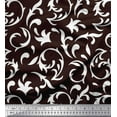 thumbnail image 1 of Soimoi Brown Poly Georgette Fabric Filigree Damask Decor Fabric Printed Yard 52 Inch Wide, 1 of 3