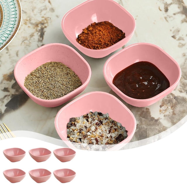 Feltree 4 Inches Square Seasoning Plates 6 Boxed Wheats Straw Plates Sauces Plates