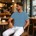 thumbnail image 6 of IAJDKMEK True Classic Tees Men's Short Sleeve T-Shirt - Breathable Stretchy Base Layer for Fitness Training, Mens Casual Shirts Summer Tops for Men Lightweight,Light Blue 3XL, 6 of 7
