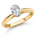 thumbnail image 2 of Gem Stone King 10K Yellow Gold White Topaz Solitaire Engagement Ring for Women (1.00 Cttw, Oval 7X5MM, Gemstone November Birthstone, Available in Size 5, 6, 7, 8, 9), 2 of 4