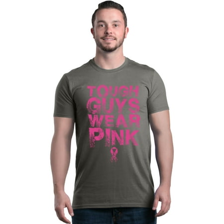 Shop4Ever Men's Tough Guys Wear Pink Breast Cancer Awareness Graphic (Best Party Wear For Guys)
