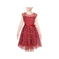 thumbnail image 1 of Robe Fille Multicolore Arc-en-Ciel à Pois Classique Tulle Rouge Robe de Soirée 7 Ans, 1 of 7