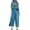Blue, variant on Mnyycxen Women's 2 Piece Outfits Sleeveless Crop Top Capri Wide Leg Pants Jumpsuit Linen Lounge Beach Travel Sets