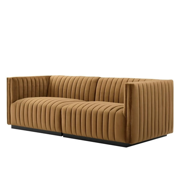 Modular Loveseat Sofa Couch, Black Brown, Velvet, French Living Lounge Cafe Lobby Hospitality Restaurant, Modern Contemporary Boutique HB33970