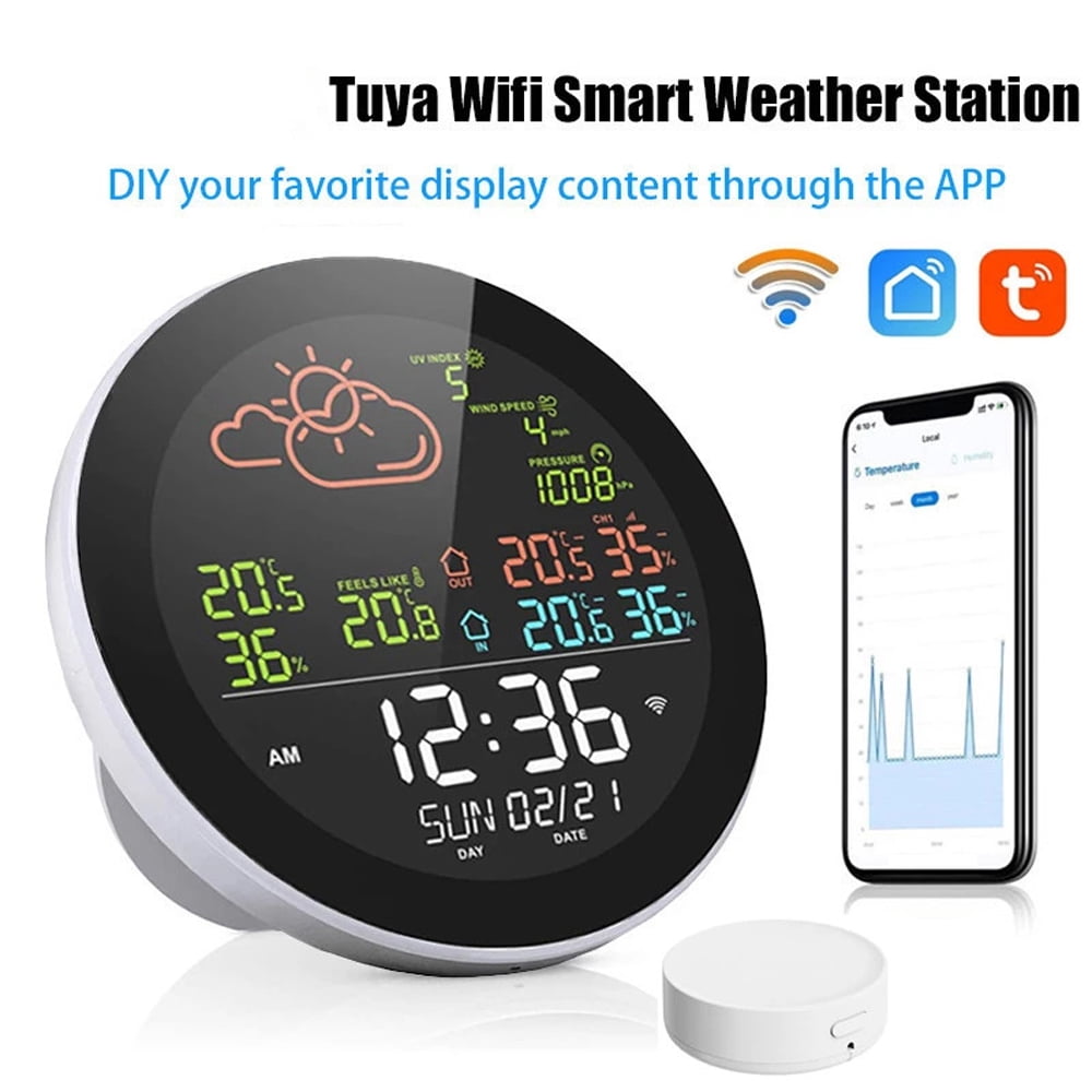 Hygrothermograph,Color Display Clock Station Color Display And Indoor Temperature Tester Weather Indoor Temperature Tester And Indoor Temperature Weather Station Color Wifi Iuppa