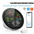 thumbnail image 2 of Tuya Wifi Multifunctional Home/Office Weather Station Color Digital Display Clock Outdoor and Indoor Temperature Tester Hygrometer Weather Forecast Table Clock Compatible with Smart, 2 of 8