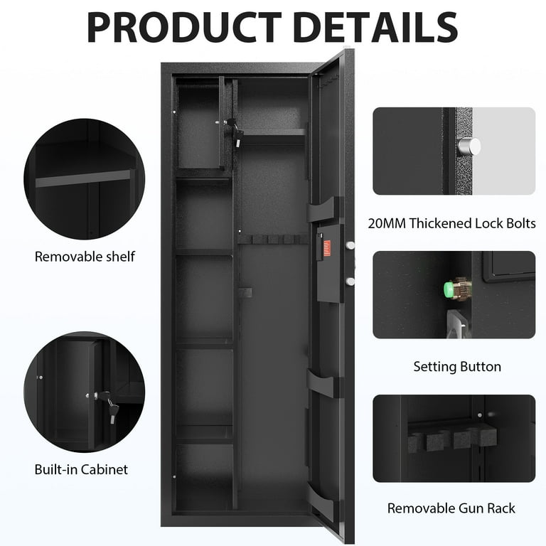 KAER 8-12 Gun Safe, Large Steel Gun Cabinet for Rifles and