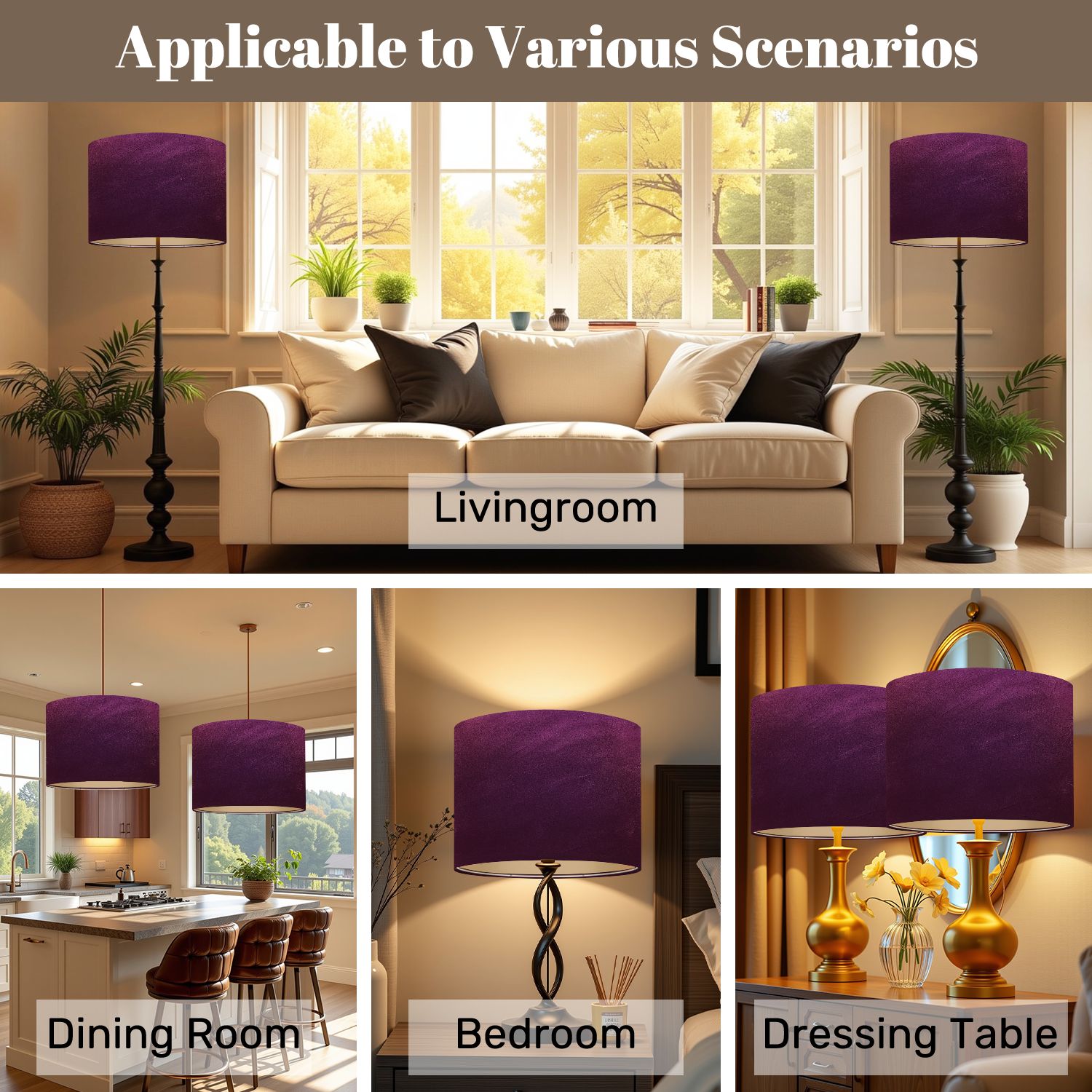 Lampshades 2 Pack Abstract textured light purple 13"x13"x10" Light Shade for Table Lamps Floor Lamps Drum Lamp Shades Lampshade Replacement Easy Assembly