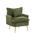 thumbnail image 5 of Modern Accent Chair,Armchair,Corduroy Fabric Sofa Chairs with Pillow,Upholstered Armchair for Living Room,Bedroom,Green, 5 of 7